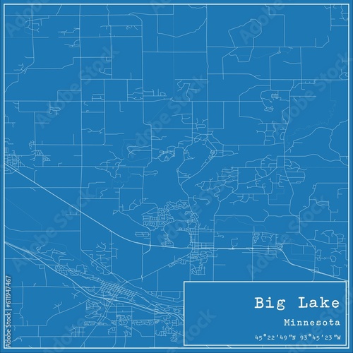 Blueprint US city map of Big Lake, Minnesota.
