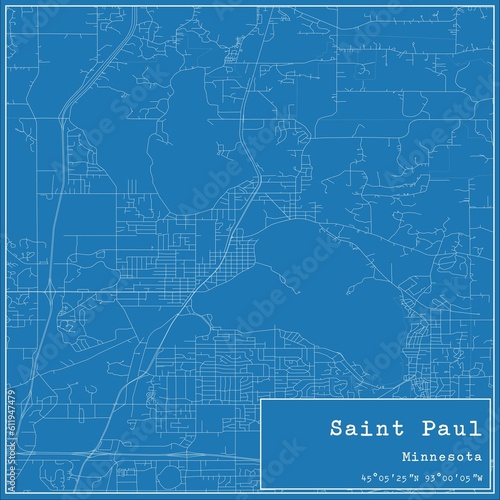 Blueprint US city map of Saint Paul, Minnesota. photo