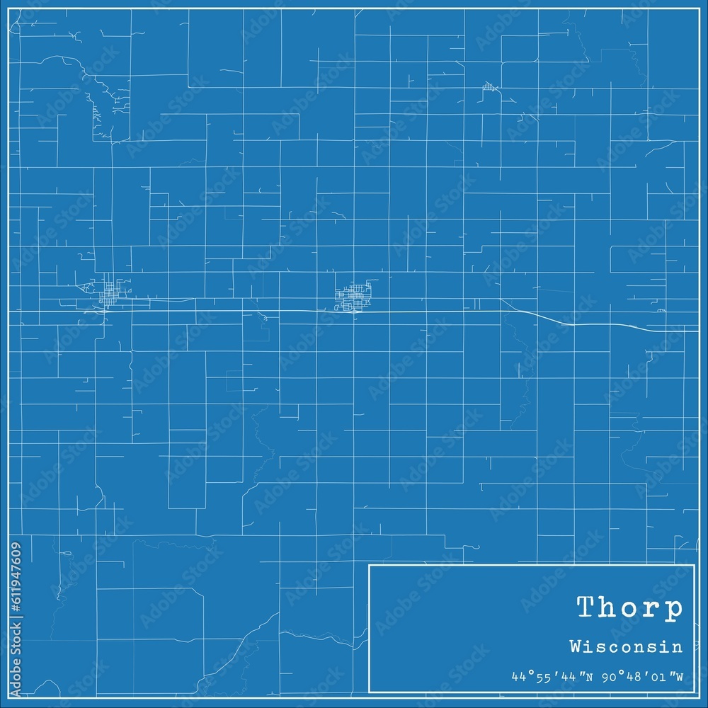 Blueprint US city map of Thorp, Wisconsin. Blueprint US city map of Thorp, Wisconsin.