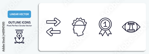 startup stategy and outline icons set. startup stategy and thin line icons pack included exchanging, experience, best, strategic vision vector.