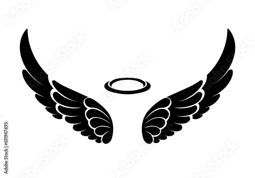 vector silhouette angel wings logo 