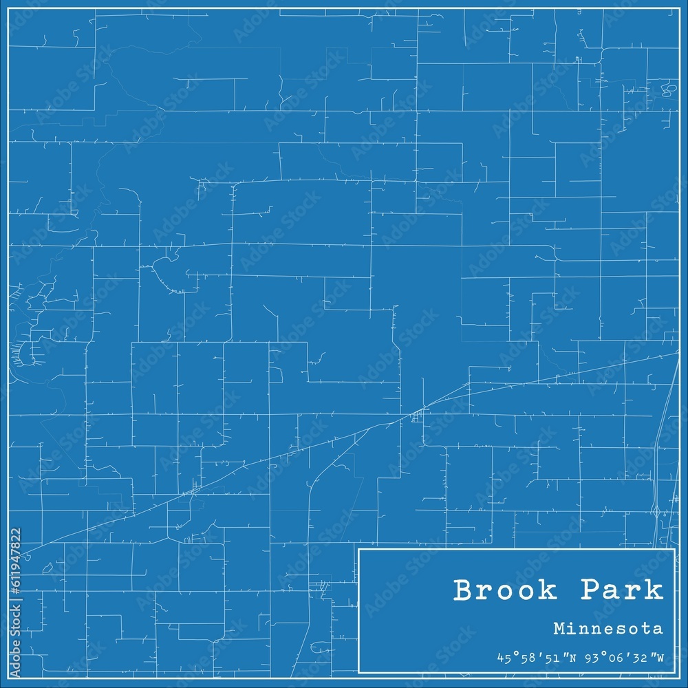 Fototapeta premium Blueprint US city map of Brook Park, Minnesota.