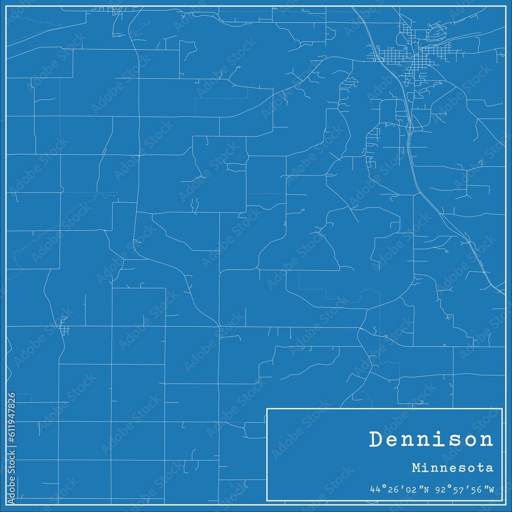 Blueprint US city map of Dennison, Minnesota. Blueprint US city map of Dennison, Minnesota.
