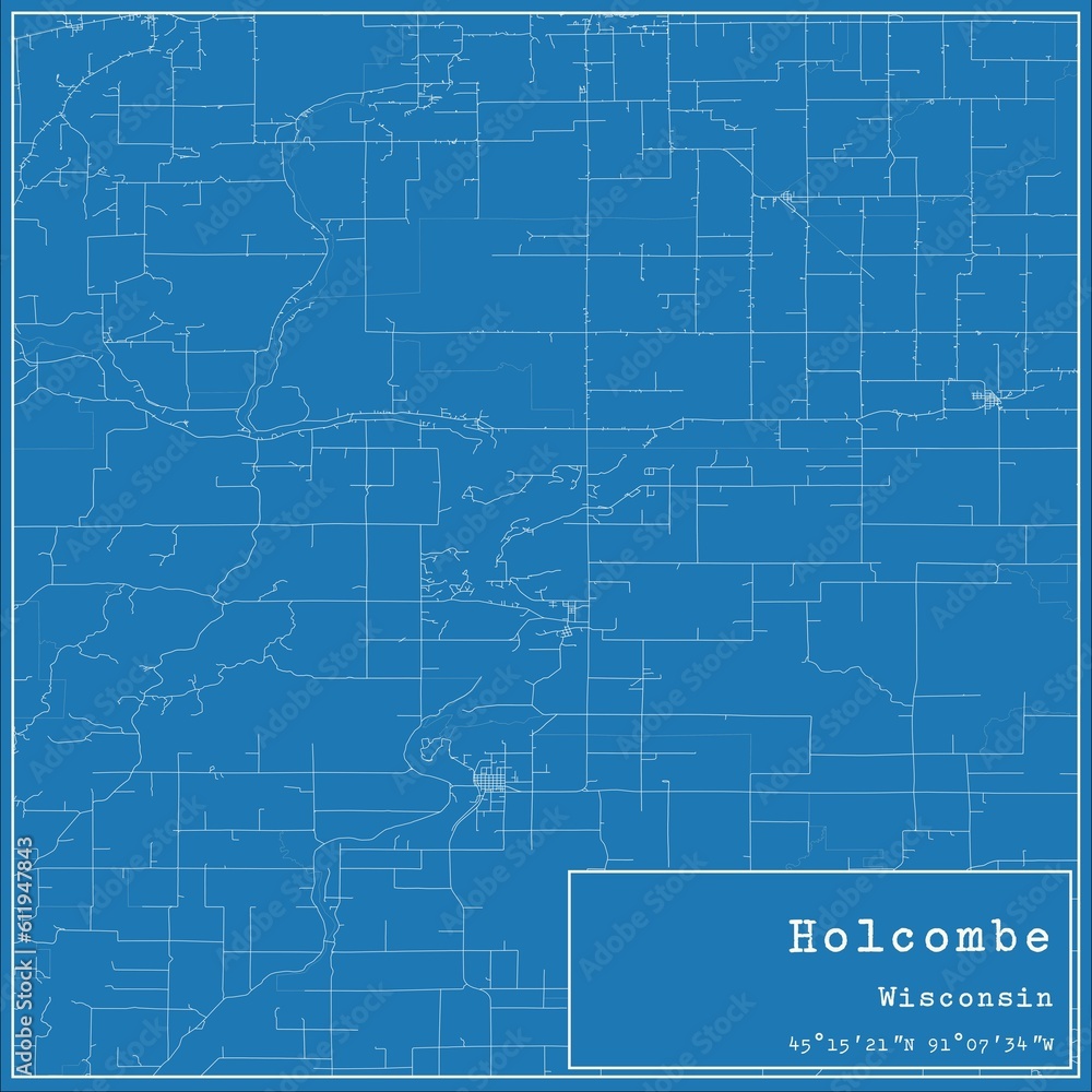 Blueprint US city map of Holcombe, Wisconsin. Blueprint US city map of Holcombe, Wisconsin.