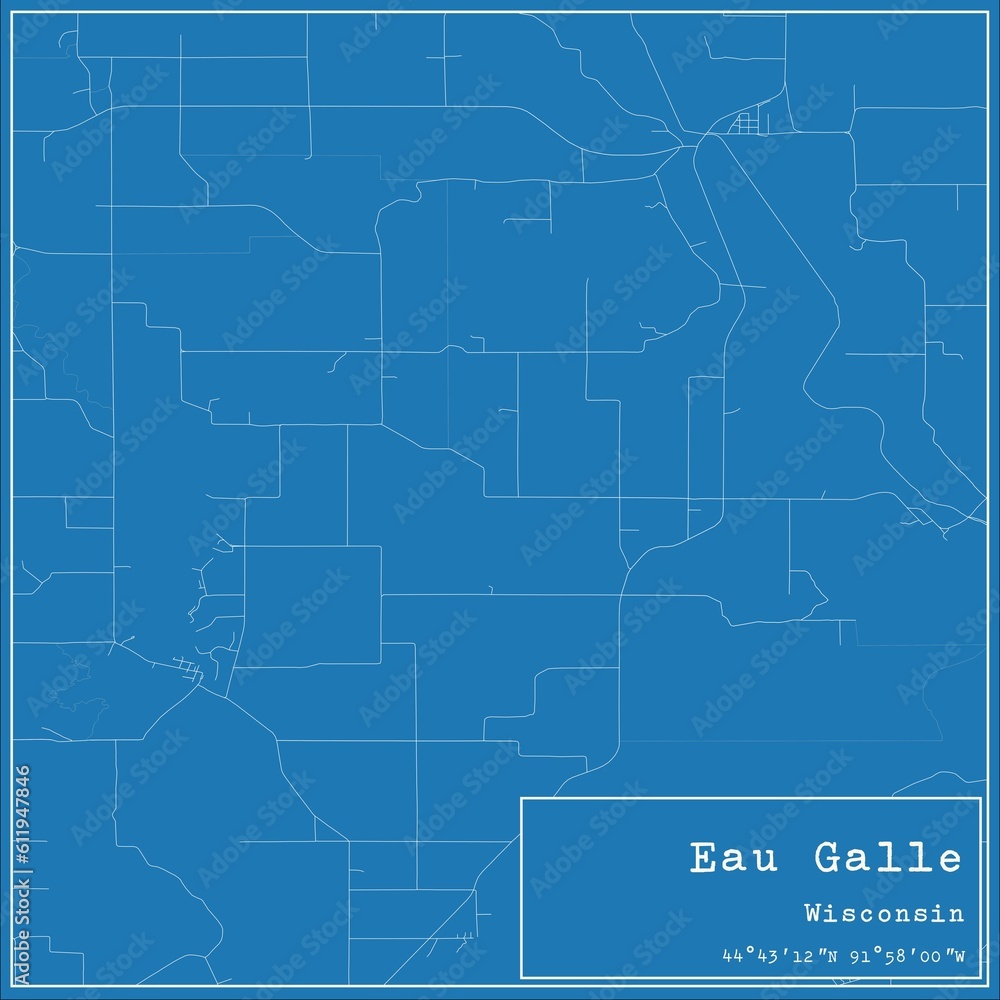 Blueprint US city map of Eau Galle, Wisconsin.