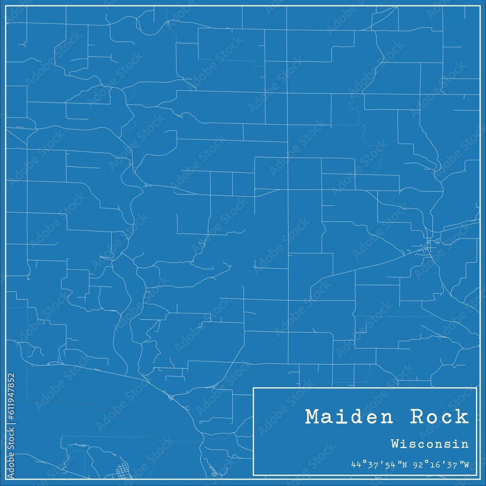 Blueprint US city map of Maiden Rock, Wisconsin.