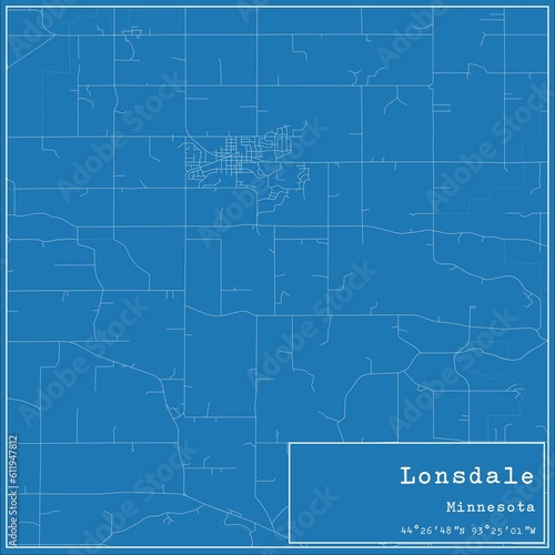 Blueprint US city map of Lonsdale  Minnesota.