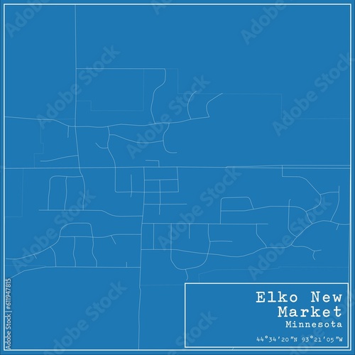 Blueprint US city map of Elko New Market, Minnesota.
