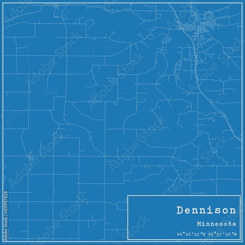Blueprint US city map of Dennison, Minnesota. photo
