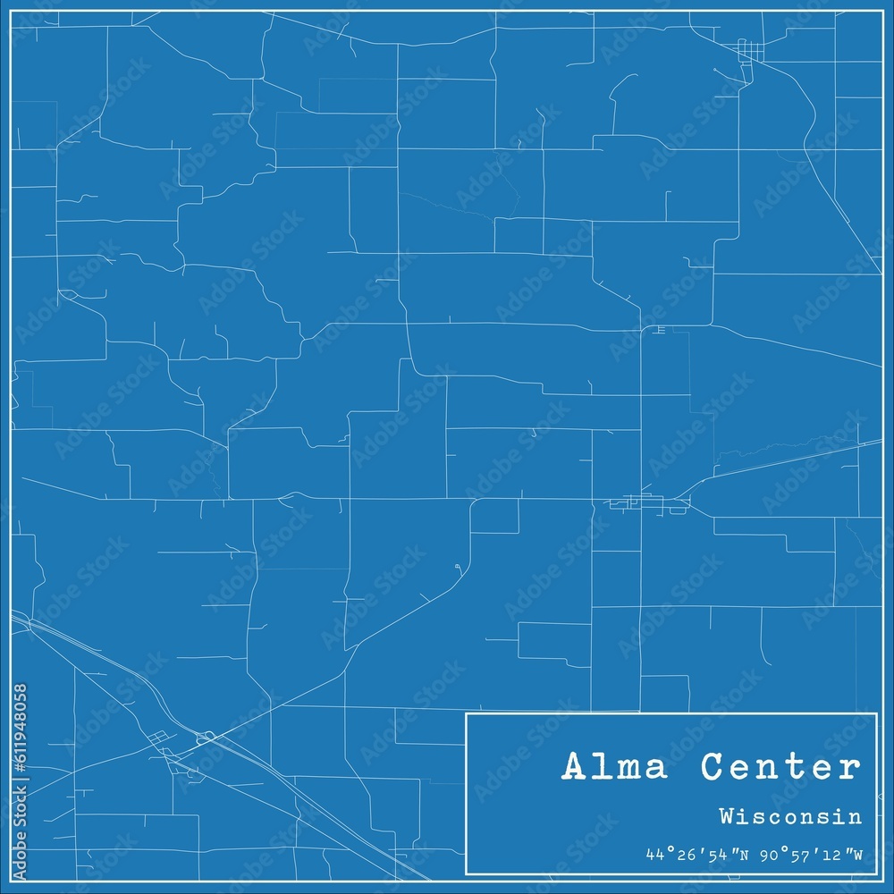 Fototapeta premium Blueprint US city map of Alma Center, Wisconsin.