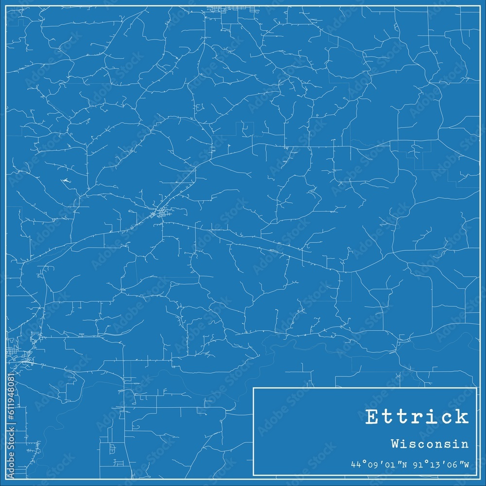 Blueprint US city map of Ettrick, Wisconsin. Blueprint US city map of Ettrick, Wisconsin.
