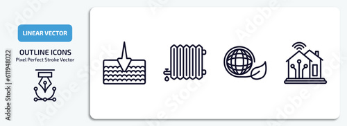 smart home outline icons set. smart home thin line icons pack included deep, heat leak, environmental, smart vector.