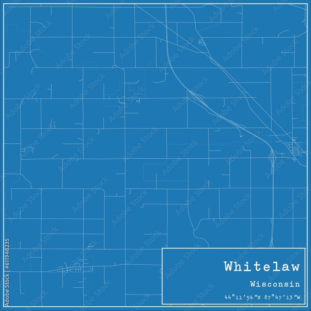 Blueprint US city map of Whitelaw, Wisconsin.