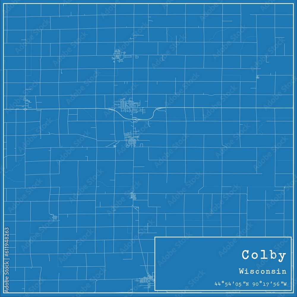 Blueprint US city map of Colby, Wisconsin. Blueprint US city map of Colby, Wisconsin.