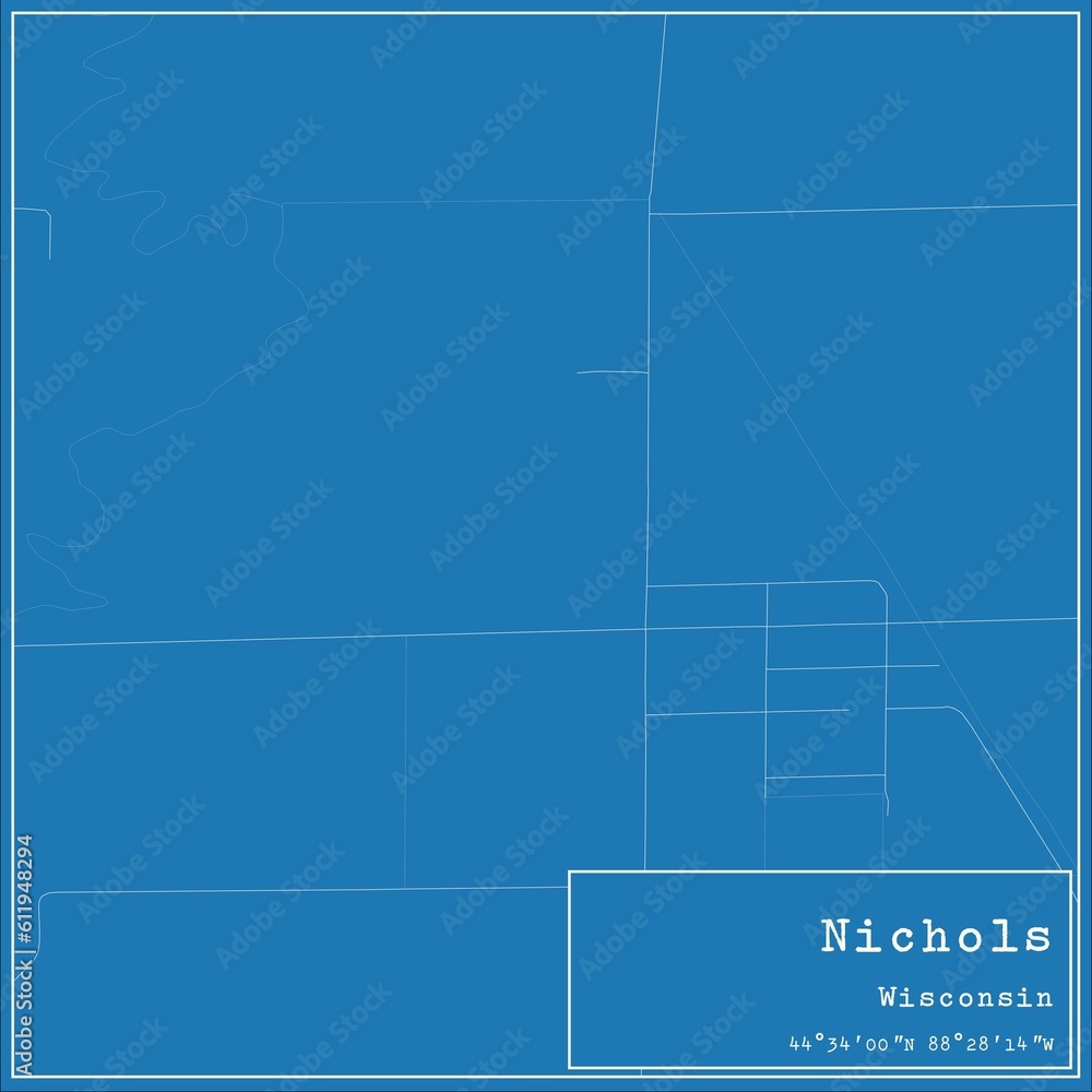 Blueprint US city map of Nichols, Wisconsin. Blueprint US city map of Nichols, Wisconsin.