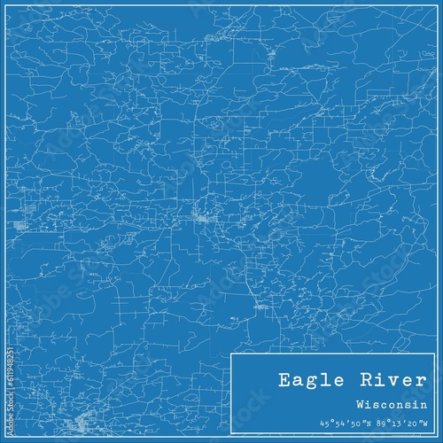 Blueprint US city map of Eagle River, Wisconsin.