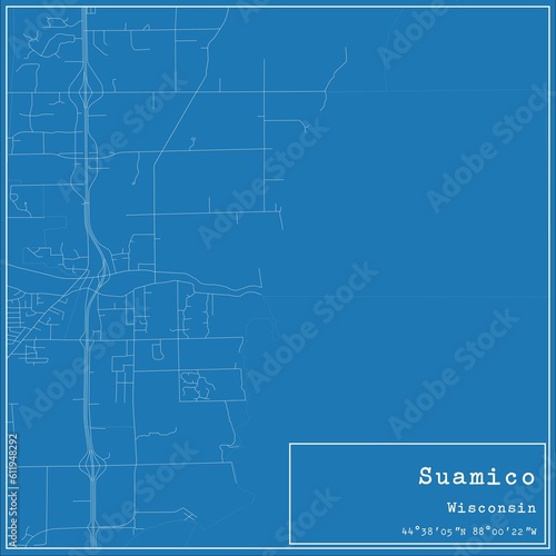 Blueprint US city map of Suamico, Wisconsin. photo