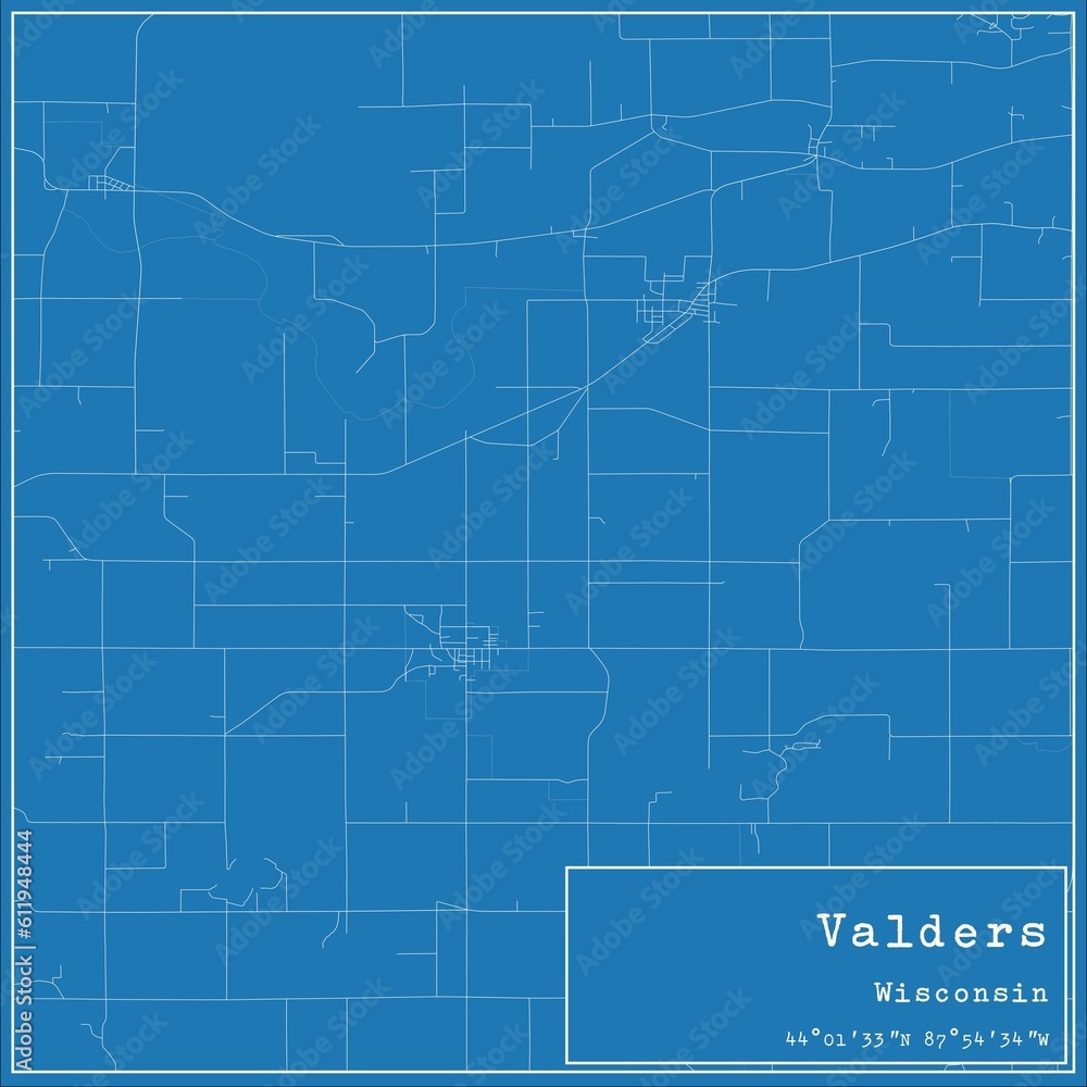 Blueprint US city map of Valders, Wisconsin. Blueprint US city map of Valders, Wisconsin.
