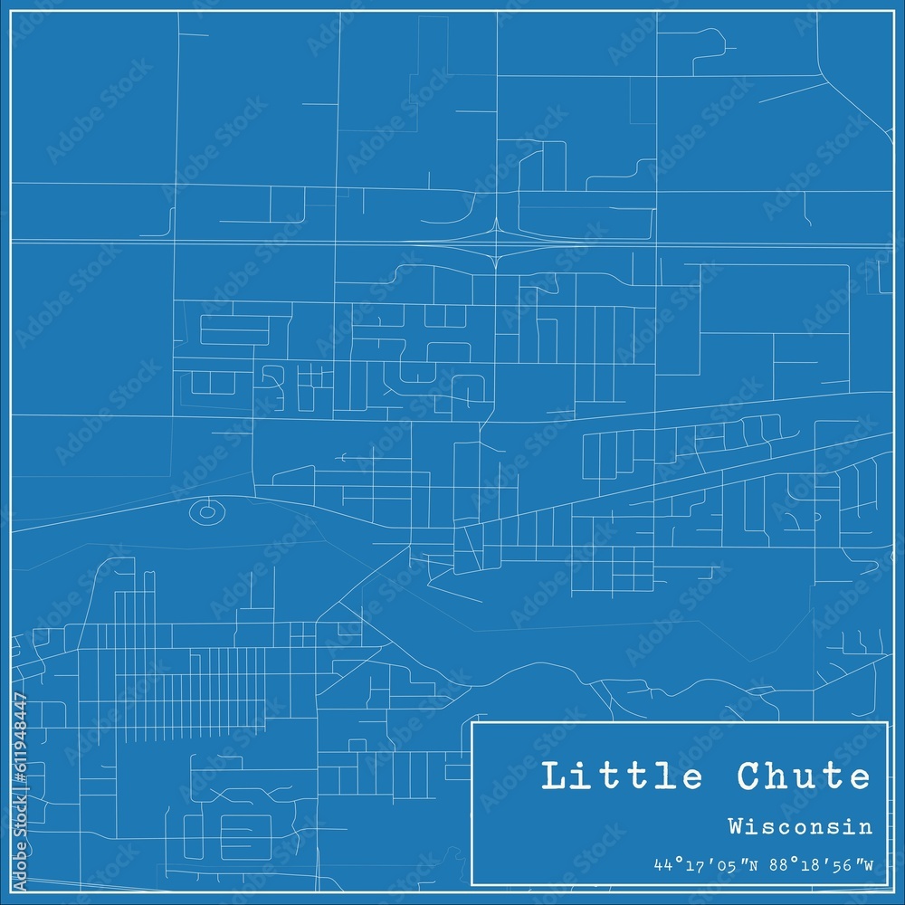 Blueprint US city map of Little Chute, Wisconsin.