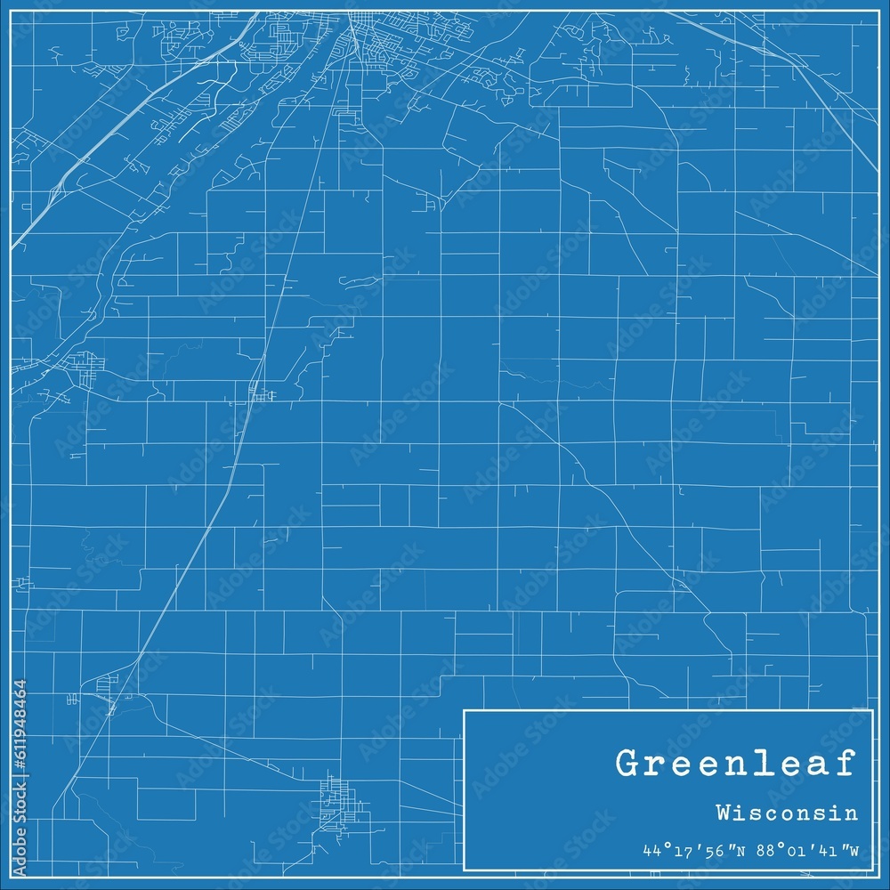 Blueprint US city map of Greenleaf, Wisconsin.