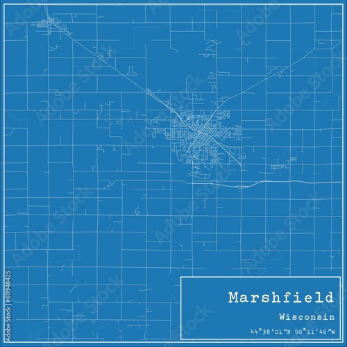 Obraz na płótnie Blueprint US city map of Marshfield, Wisconsin. w salonie