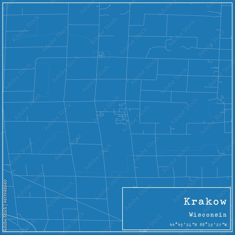 Blueprint US city map of Krakow, Wisconsin. Blueprint US city map of Krakow, Wisconsin.