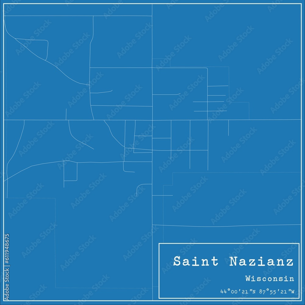 Blueprint US city map of Saint Nazianz, Wisconsin.