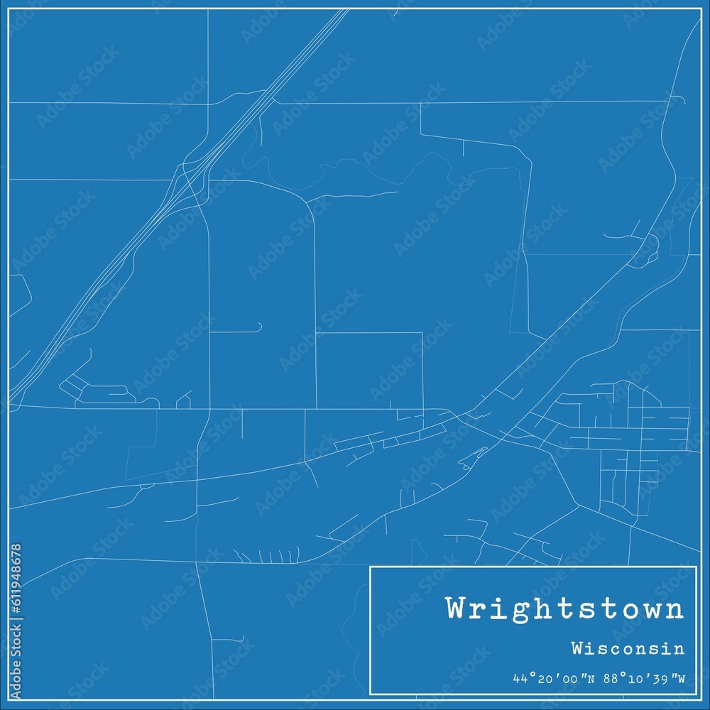 Fototapeta premium Blueprint US city map of Wrightstown, Wisconsin.