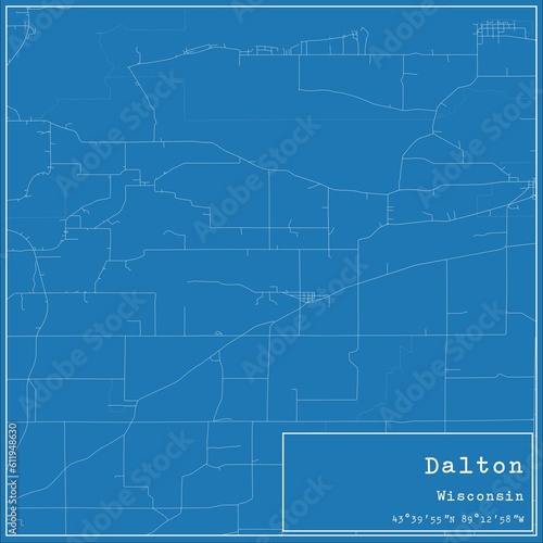 Blueprint US city map of Dalton  Wisconsin.