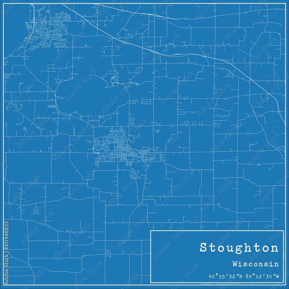 Blueprint US city map of Stoughton, Wisconsin. Blueprint US city map of Stoughton, Wisconsin.