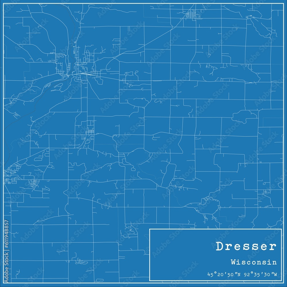 Blueprint US city map of Dresser, Wisconsin. Blueprint US city map of Dresser, Wisconsin.