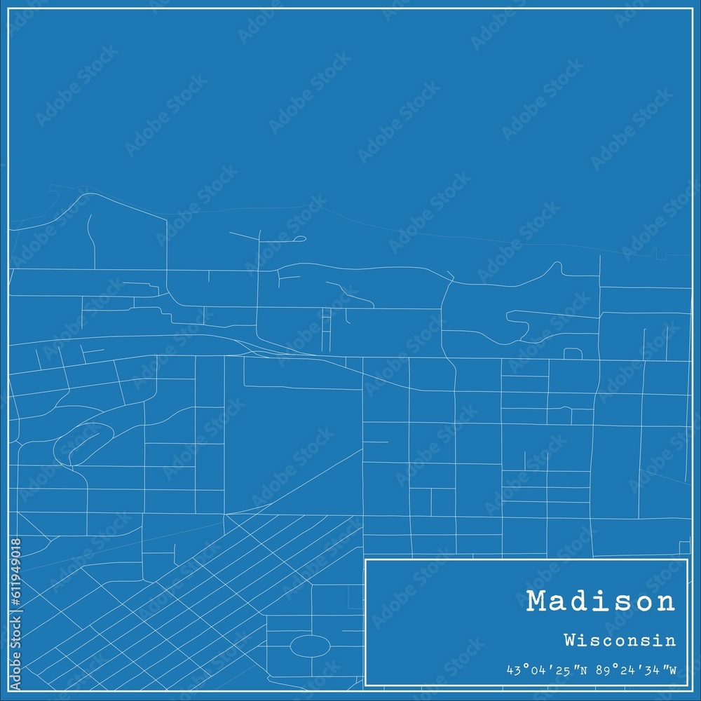Blueprint US city map of Madison, Wisconsin. Blueprint US city map of Madison, Wisconsin.