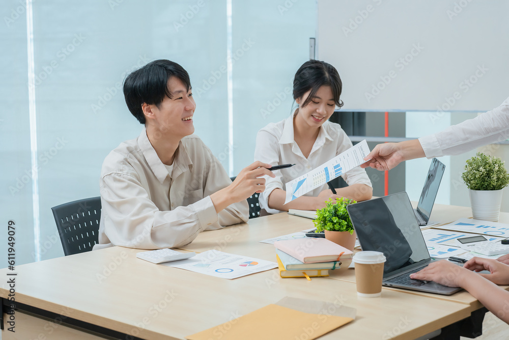 Asian business advisor meeting to analyze and discuss the situation on the financial report in the meeting room.Investment Consultant, Financial , teamwork ,brainstorming ,startup and accounting Asian business advisor meeting to analyze and discuss the situation on the financial report in the meeting room.Investment Consultant, Financial , teamwork ,brainstorming ,startup and accounting