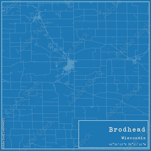 Blueprint US city map of Brodhead  Wisconsin.