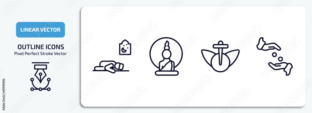 Fotografie religion outline icons set
