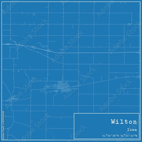 Blueprint US city map of Wilton, Iowa. photo