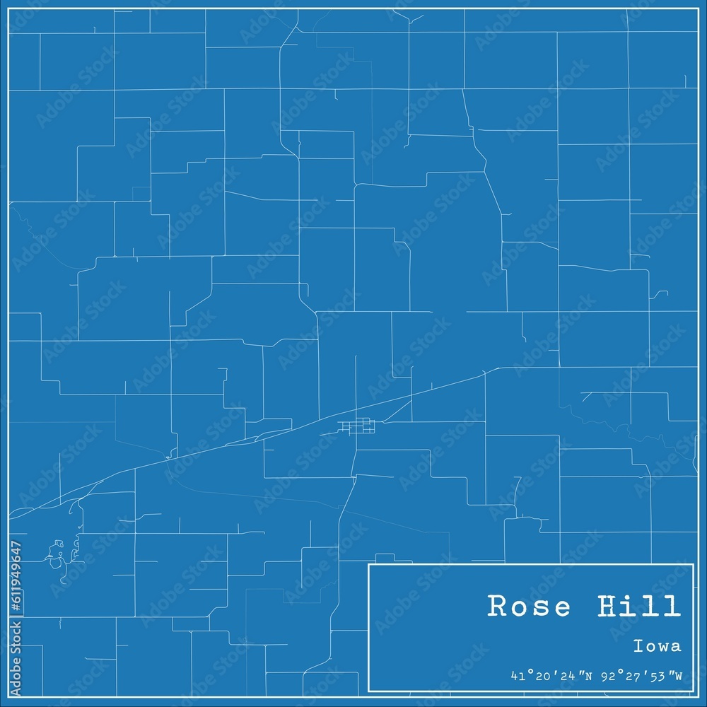 Blueprint US city map of Rose Hill, Iowa. Blueprint US city map of Rose Hill, Iowa.