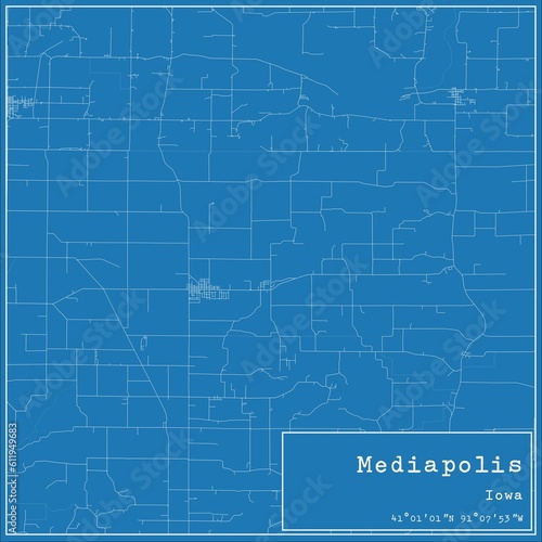 Blueprint US city map of Mediapolis  Iowa.