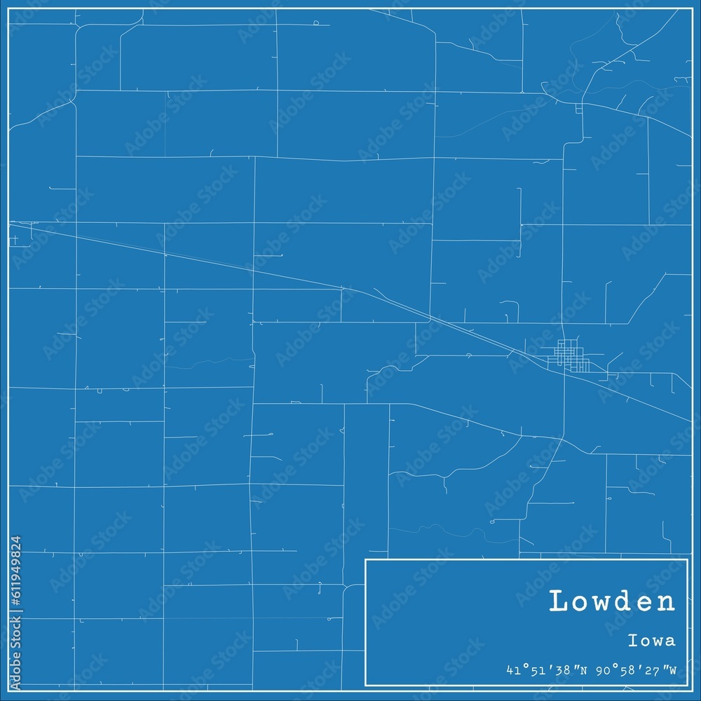 Blueprint US city map of Lowden, Iowa. Blueprint US city map of Lowden, Iowa.