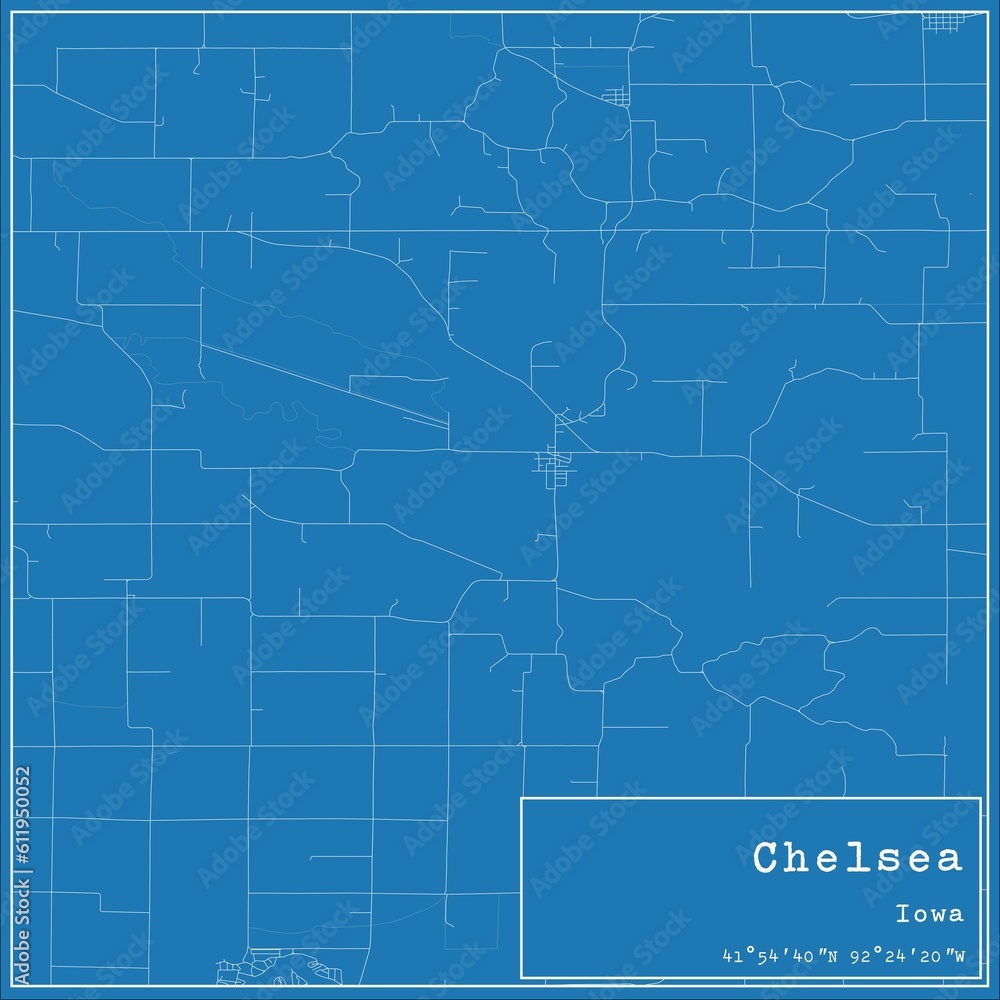 Blueprint US city map of Chelsea, Iowa. - obrazy, fototapety, plakaty 