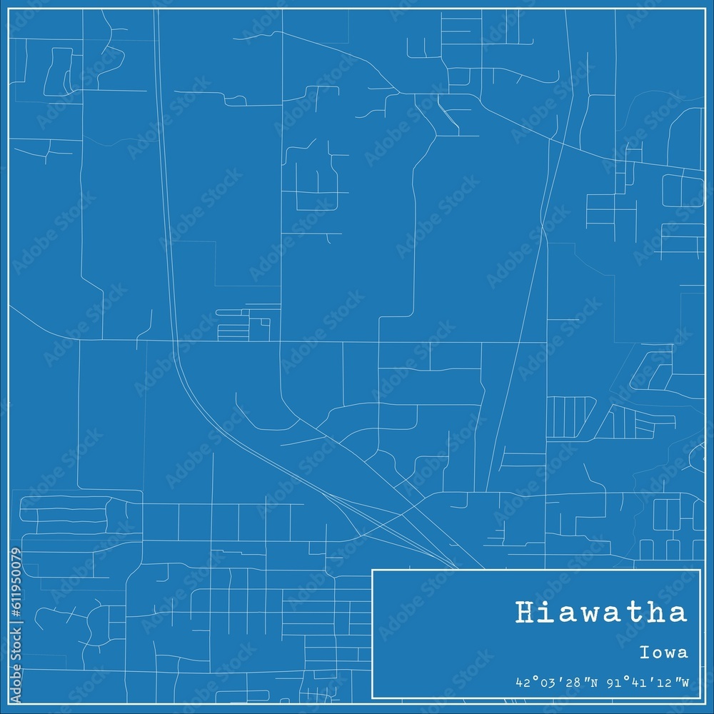 custom made wallpaper toronto digitalBlueprint US city map of Hiawatha, Iowa.