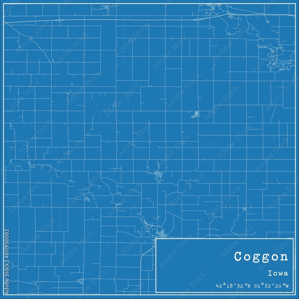 Obraz premium Blueprint US city map of Coggon, Iowa.