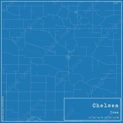 Blueprint US city map of Chelsea, Iowa. photo