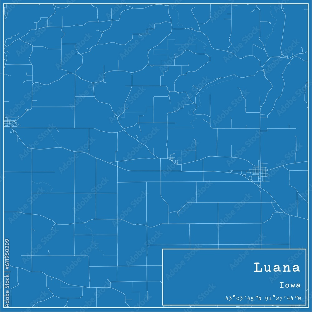 Blueprint US city map of Luana, Iowa. Blueprint US city map of Luana, Iowa.