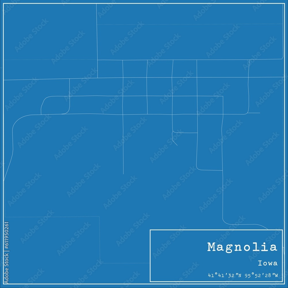 Blueprint US city map of Magnolia, Iowa.