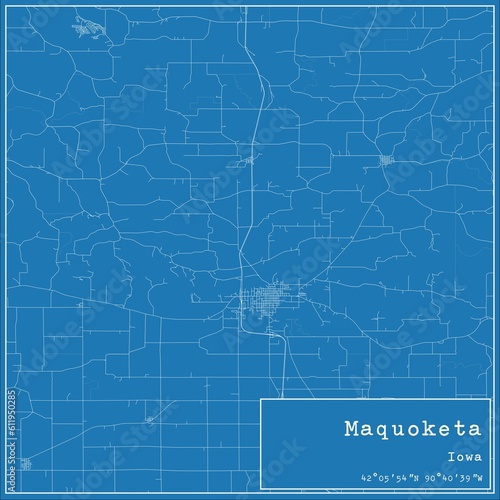 Blueprint US city map of Maquoketa, Iowa. photo