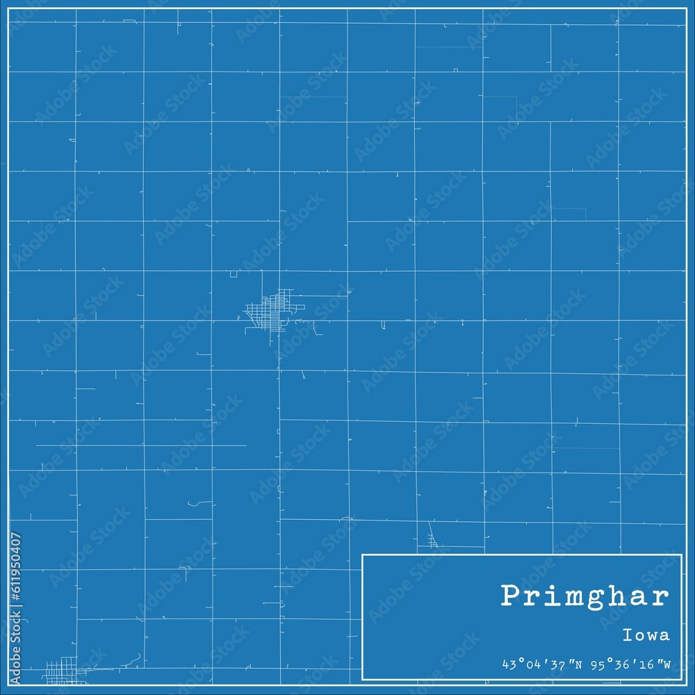 Blueprint US city map of Primghar, Iowa. Blueprint US city map of Primghar, Iowa.