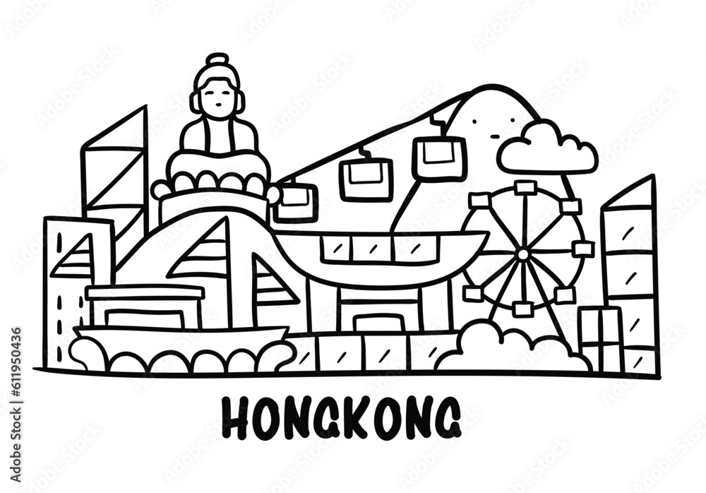 Naklejka premium Travel To Hongkong Vector illustration.