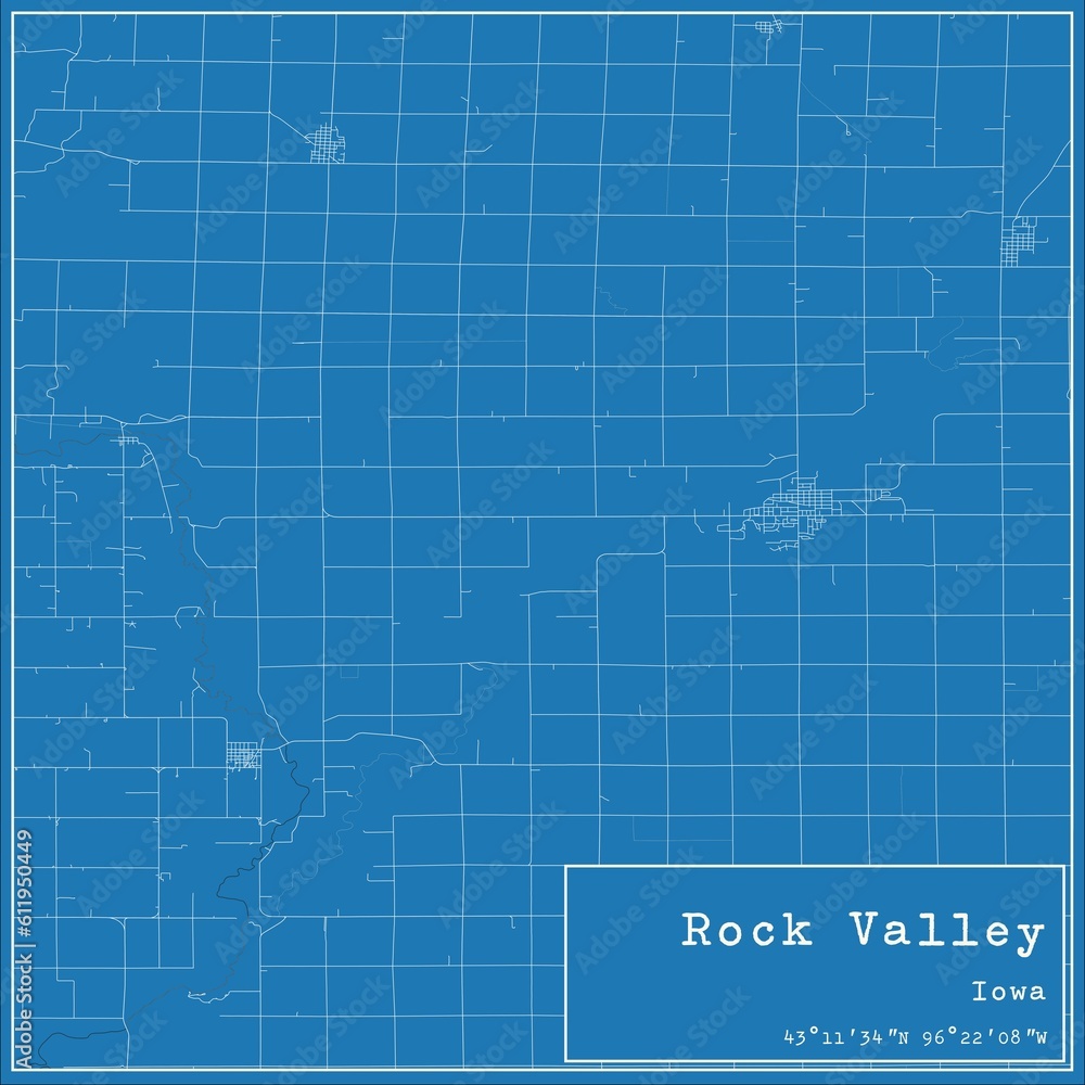 Obraz premium Blueprint US city map of Rock Valley, Iowa.