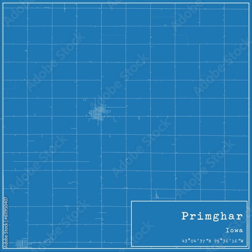Foto Blueprint US city map of Primghar, Iowa.